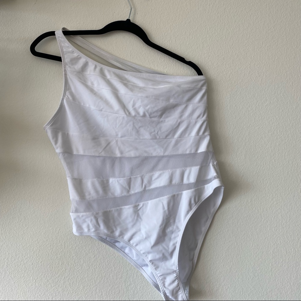 Beyond The Sea Mesh One Piece White Swimsuit XL